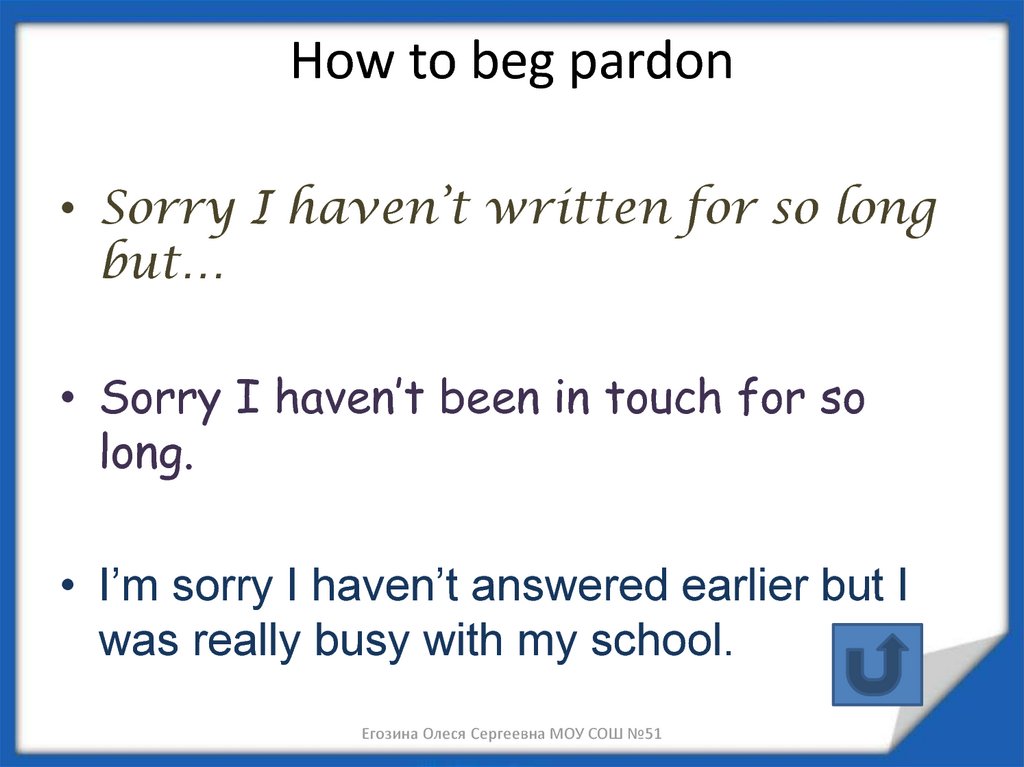 How to beg pardon