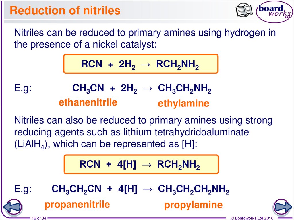 Reduction of nitriles