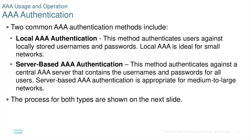 AAA Usage and Operation AAA Authentication