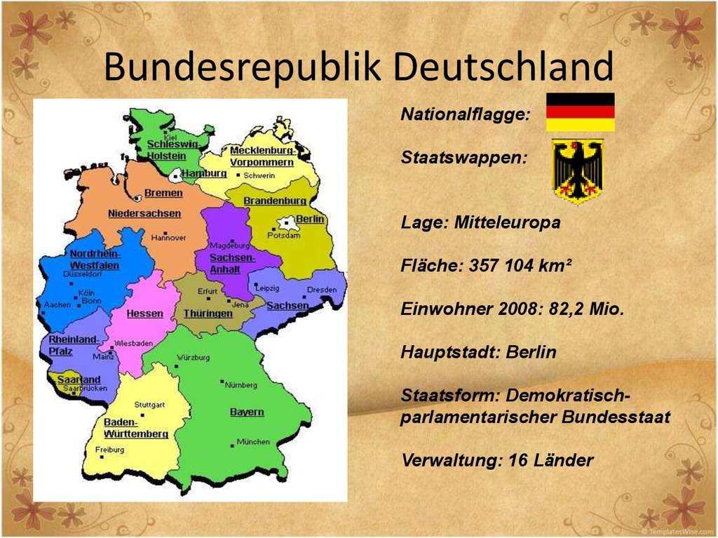 Deutschstunde. Bundesrepublik Deutschland - презентация онла