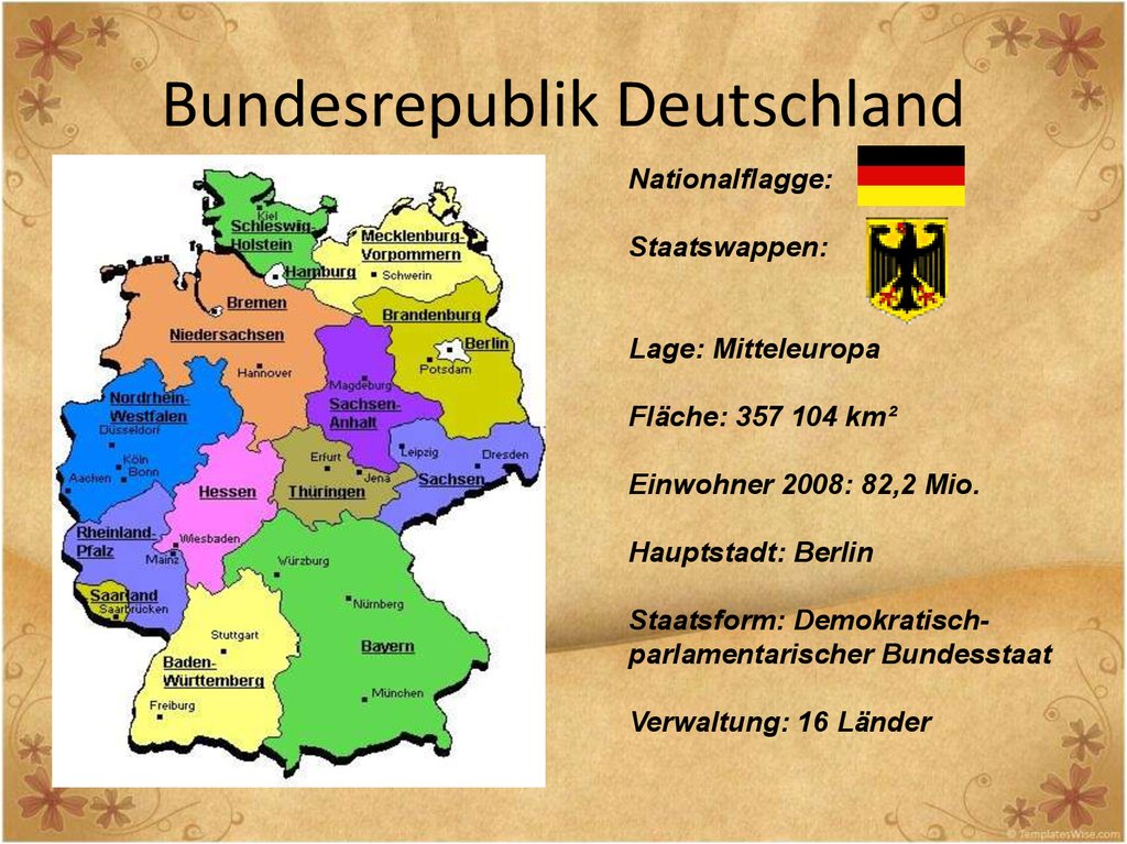 Deutschland перевод. Bundesrepublik Deutschland карта. Bundesrepublik на карте Германии. Карта Бундесрепублик Дойчланд. Образование Bundesrepublik Deutschland.