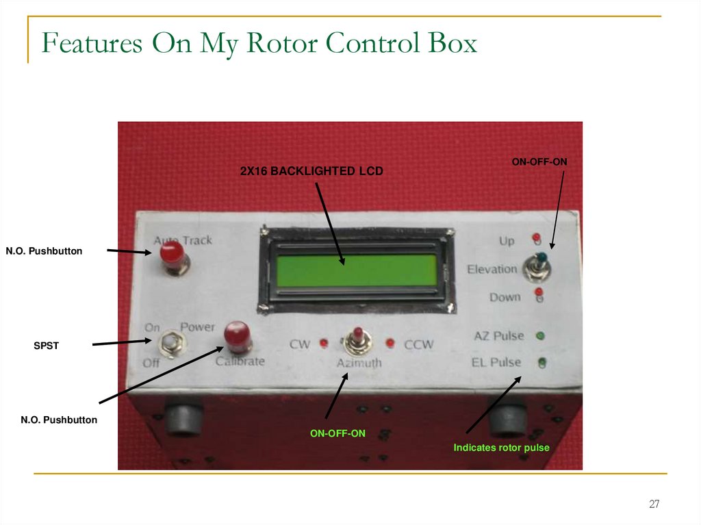 Features On My Rotor Control Box