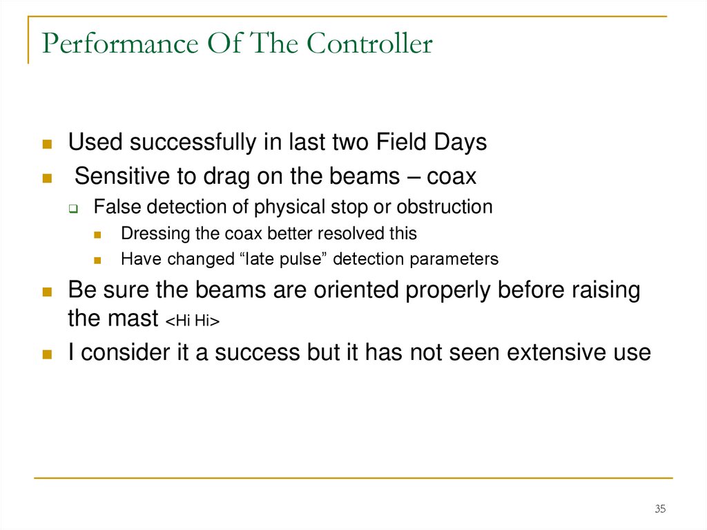 Performance Of The Controller