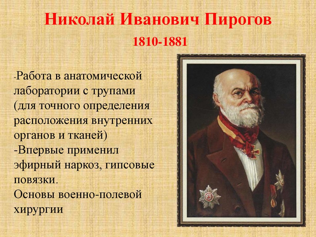 Пирогов его вклад в развитие анатомии и хирургии