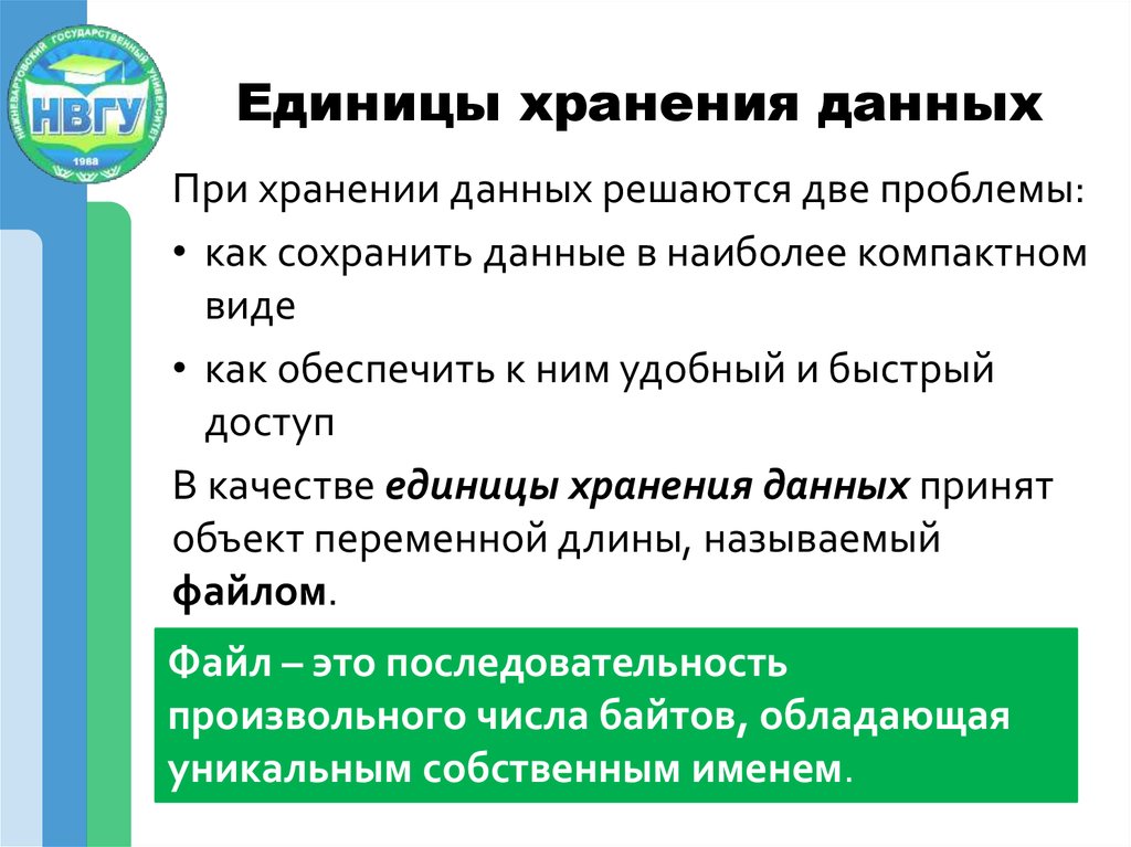 Единицы представления