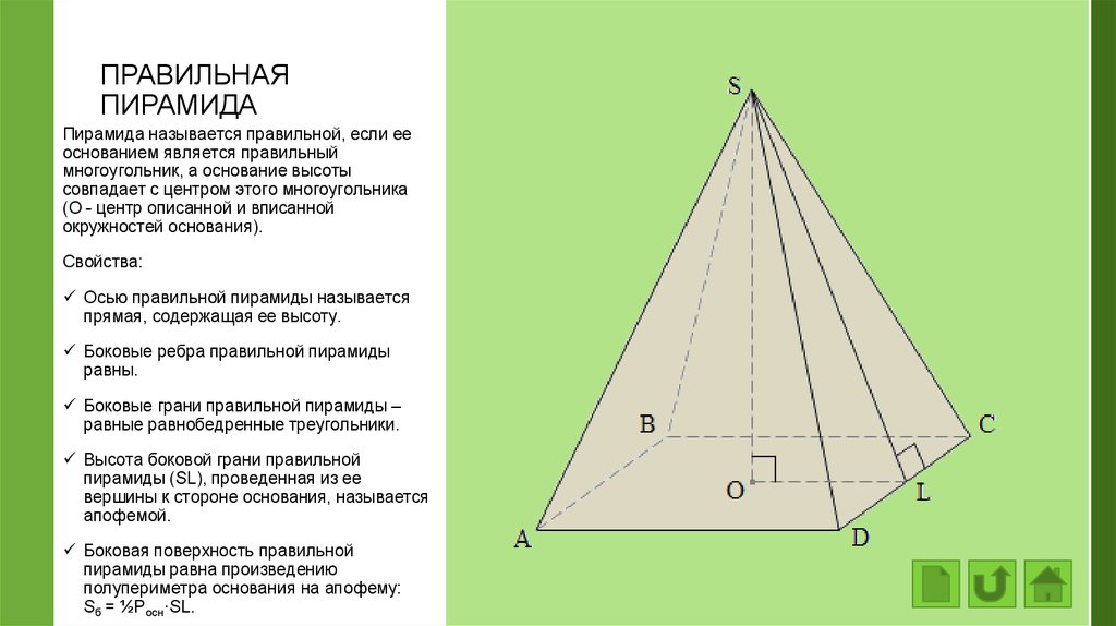 Высота боковой грани правильной пирамиды. Центр правильной пирамиды. Основание правильной пирамиды. Размеры правильной пирамиды. Ось правильной пирамиды.