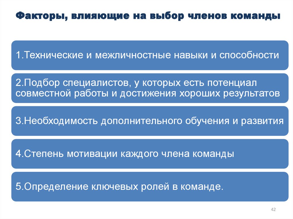 Статус члена. Факторы влияющие на членов команды. Отбор членов команды. Выбор члена команды. Методы подбора членов команды.