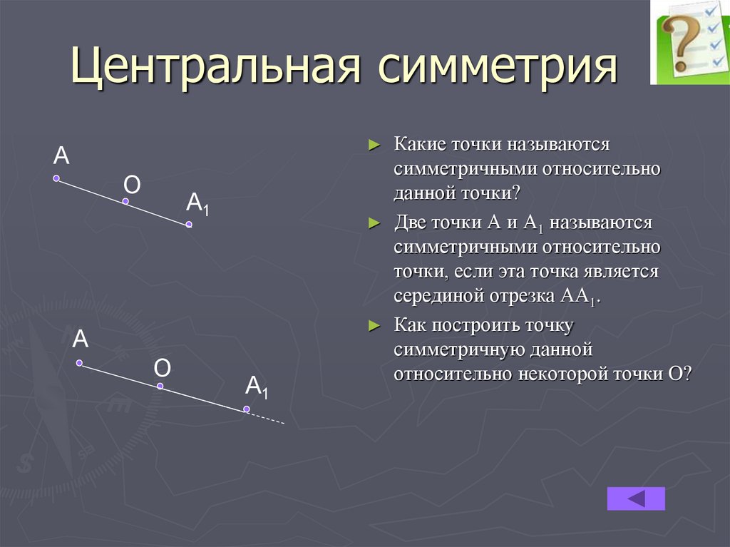 Что называют точкой. Точка называется симметричной относительно точки. Какие 2 точки называются симметричными. Какие точки называют симметричными относительно данной точки. Две точки симметричные относительно точки.