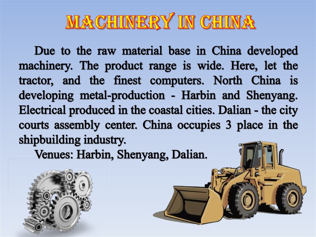 Machinery in China