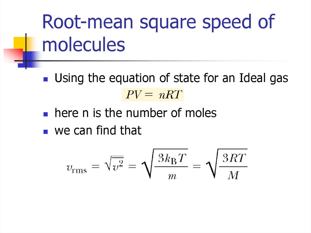 Root-mean square speed of molecules
