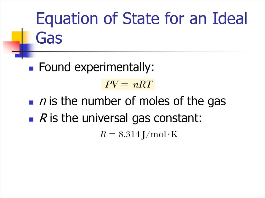 Equation of State for an Ideal Gas