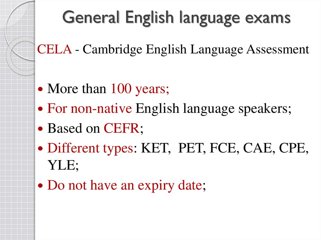 English Language Exams Certificates And Language Levels презентация онлайн