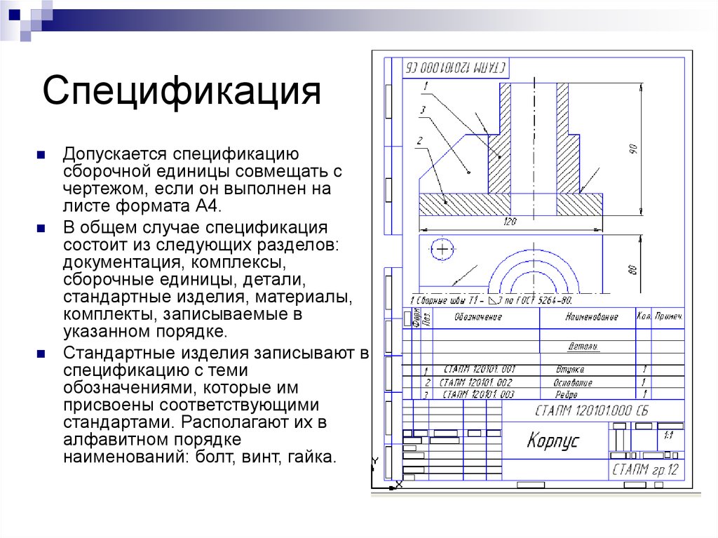 Сборочный чертеж спецификации