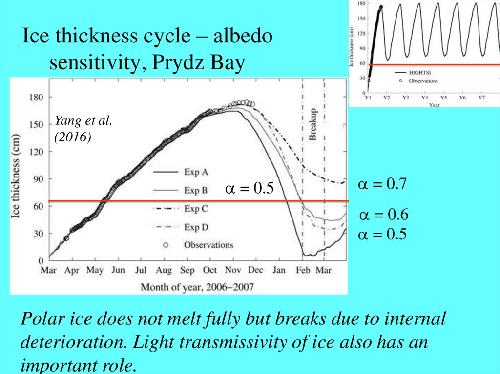 Ice thickness cycle – albedo sensitivity, Prydz Bay