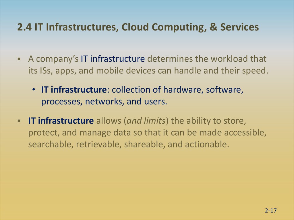 2.4 IT Infrastructures, Cloud Computing, & Services