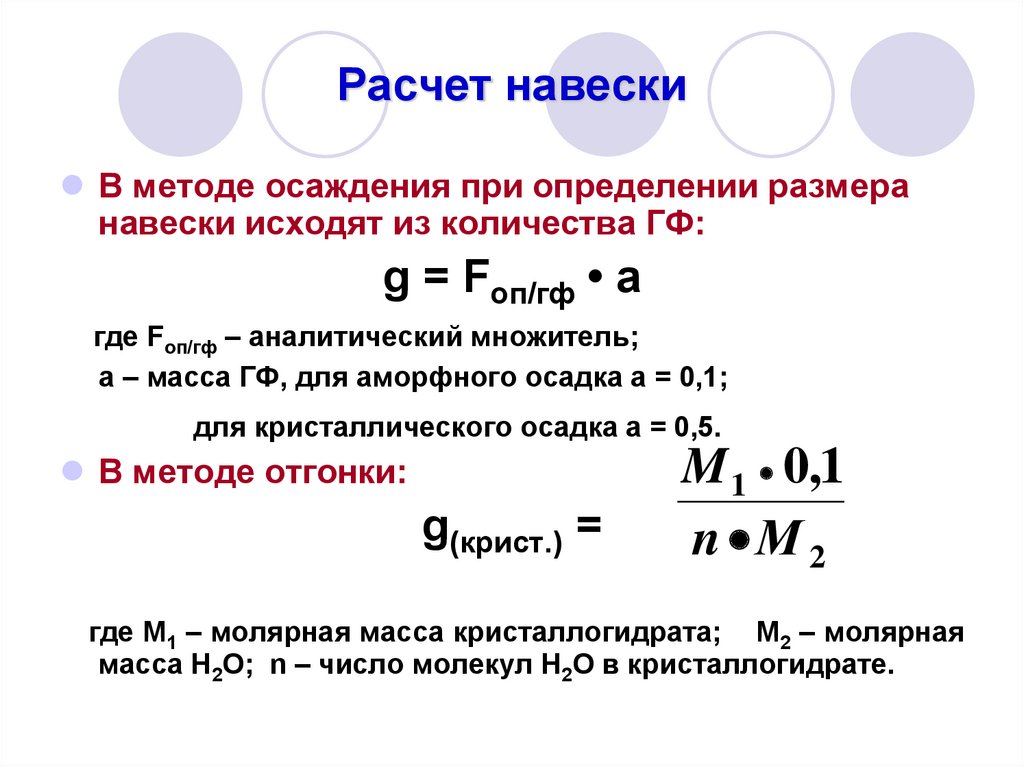 Метод отдельных навесок. Формула для расчета массы навески. Формула расчета навески. Как рассчитывать навеску вещества. Масса навески формула.
