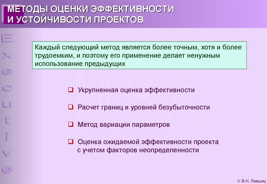 Методика оценки эффективности проекта