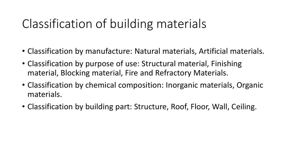 Classification of building materials