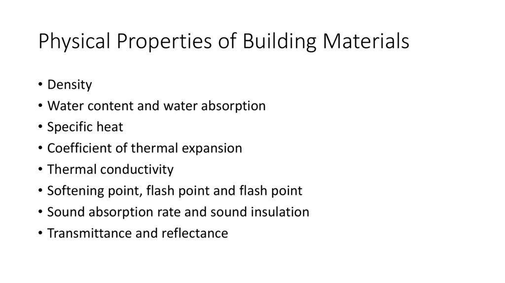 Physical Properties of Building Materials