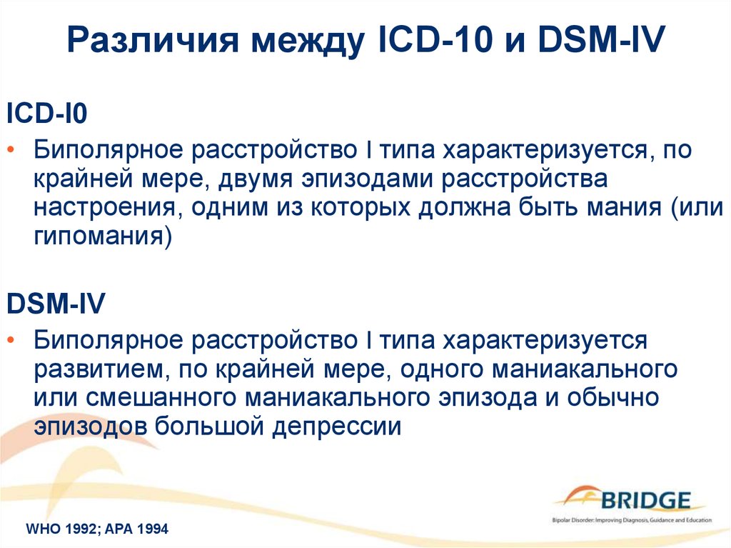 Различия между ICD-10 и DSM-IV
