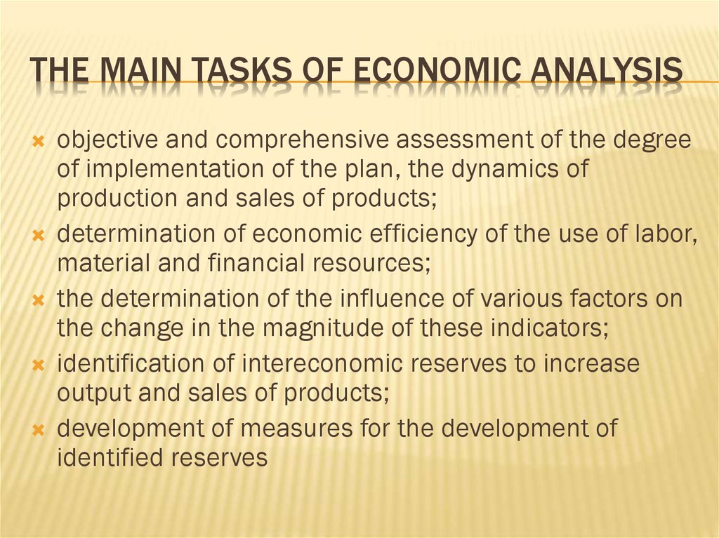 The main tasks of economic analysis