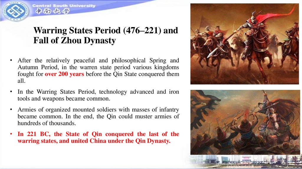 Warring States Period (476–221) and Fall of Zhou Dynasty