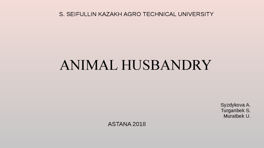 Animal husbandry - online presentation
