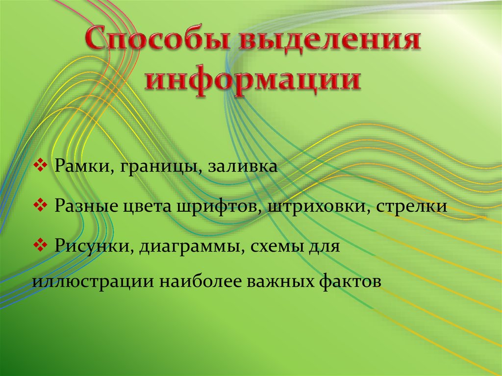 Способы выделить. Способы выделения информации в презентации. По способу выделяют информацию. Выделение информации. Способы выделения информации в книге.