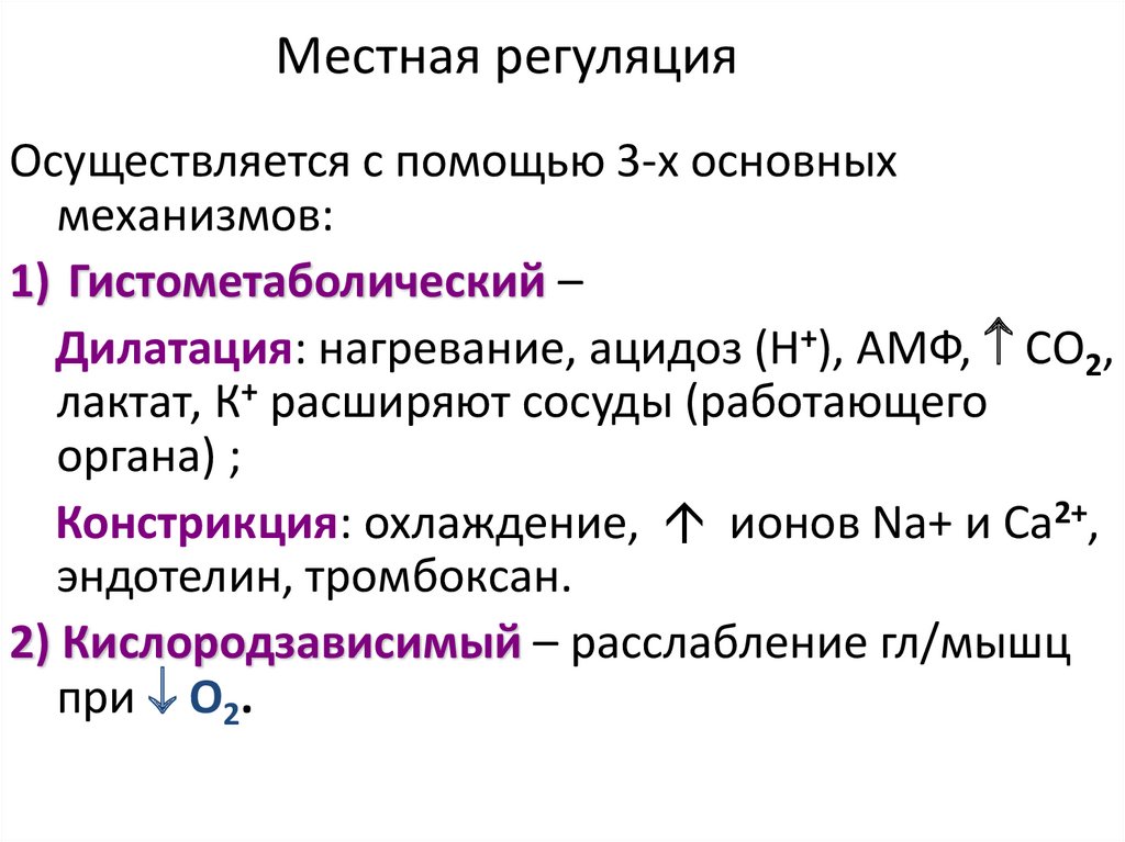 Регуляция осуществляется с помощью. Местная регуляция. Механизмы местной регуляции. Механизмы местной регуляции физиология. Местные механизмы регуляции кровообращения.