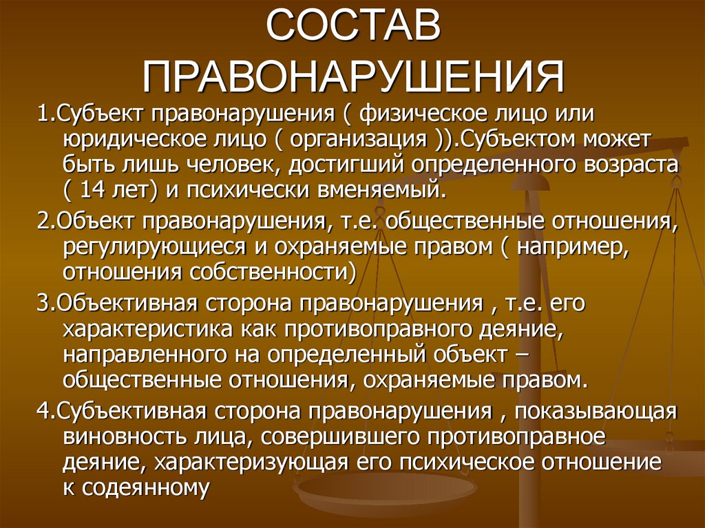 Состав правонарушения тгп схема