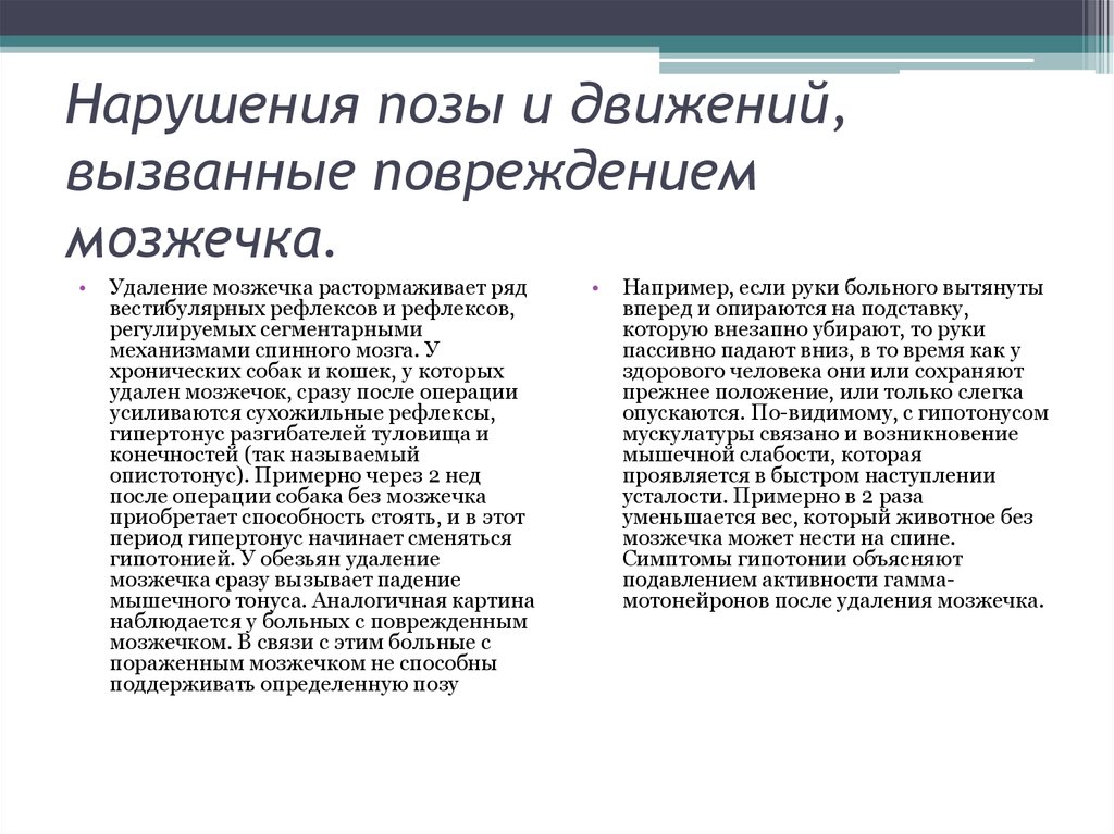 Травма мозжечка может привести к нарушению. Мозжечковые нарушения позы и движений. Мозжечок функции симптомы поражения. Нарушение позы и движений вызванные удалением мозжечка. При повреждении мозжечка наблюдается.