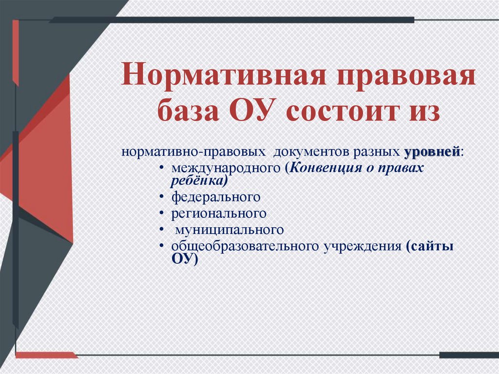 Правовая база образовательного учреждения