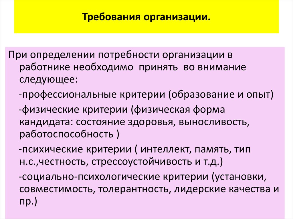 Карта профессионального психического отбора