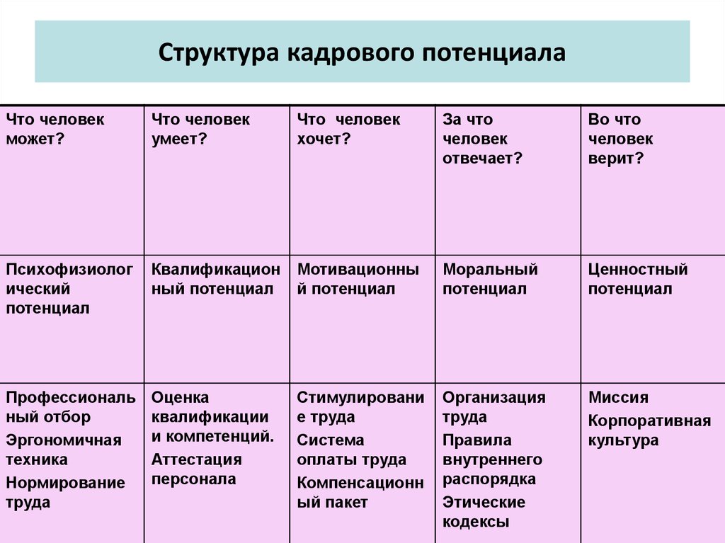 Анализ кадрового потенциала презентация