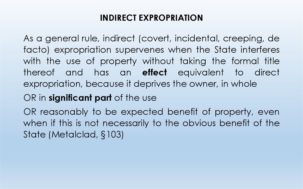 INDIRECT EXPROPRIATION