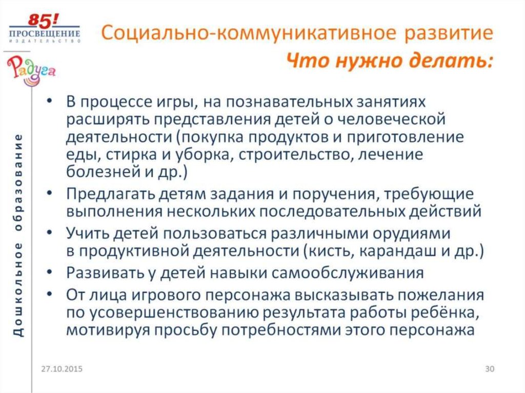 Социально-коммуникативное развитие Что нужно делать: