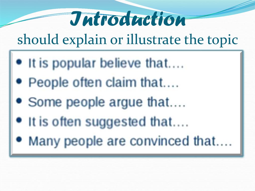 Introduction should explain or illustrate the topic