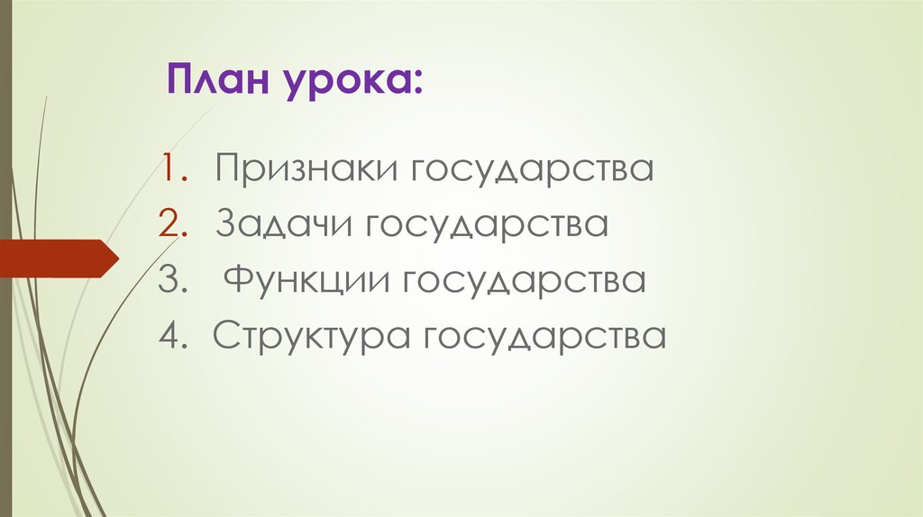 План урока: