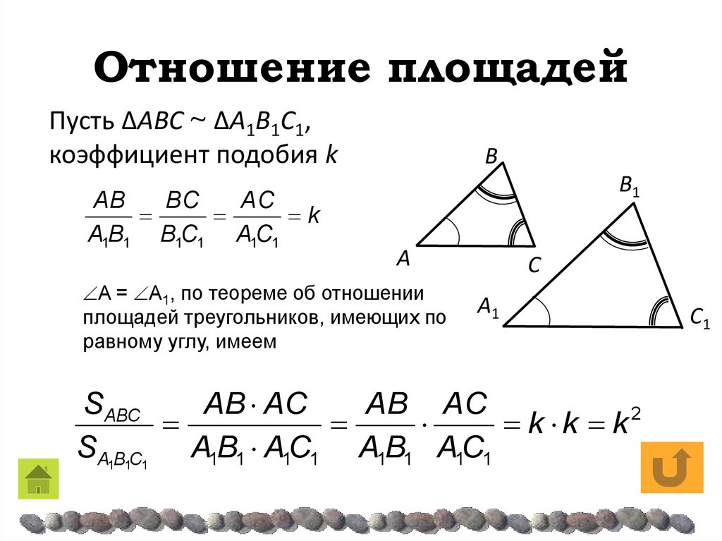 Теорема об отношении площадей подобных треугольников. Докажите теорему об отношении площадей подобных фигур