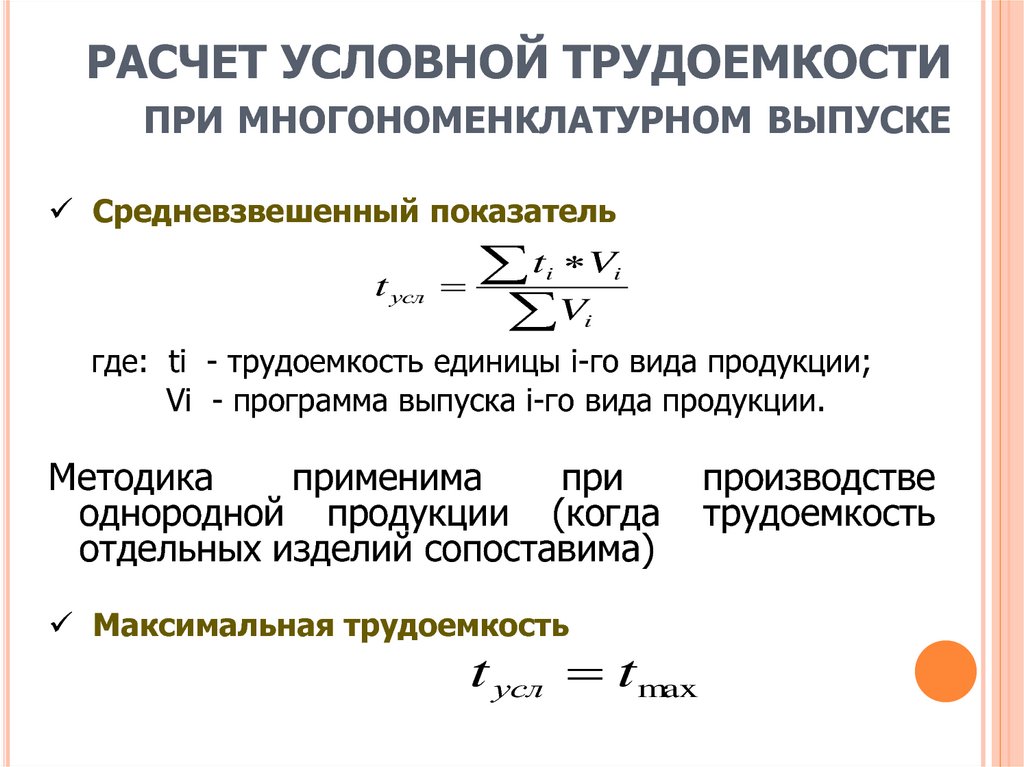 Показатели трудоемкости