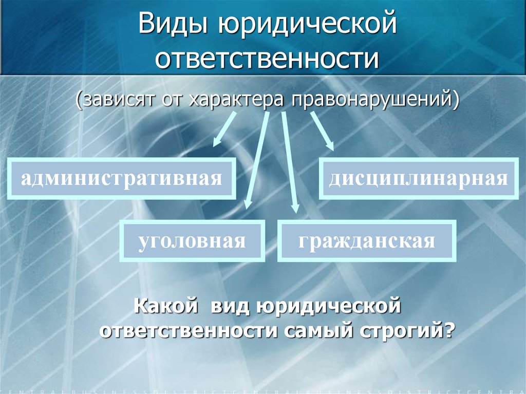 Виды юридической ответственности 10 класс презентация