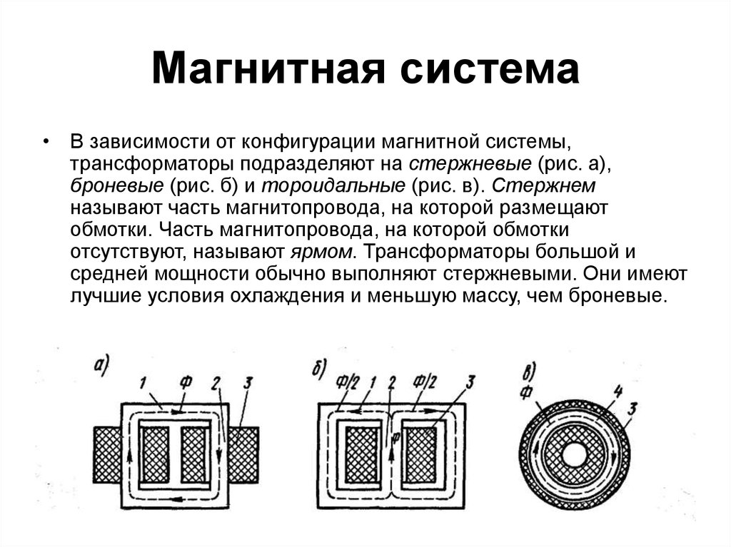 Магнитные системы. Магнитная система (магнитопровод) трансформатора представляет собой. Элементы магнитной системы силового трансформатора. Связанная магнитная система (стержневой трансформатор). Стержневая магнитная система трансформатора и групповая.