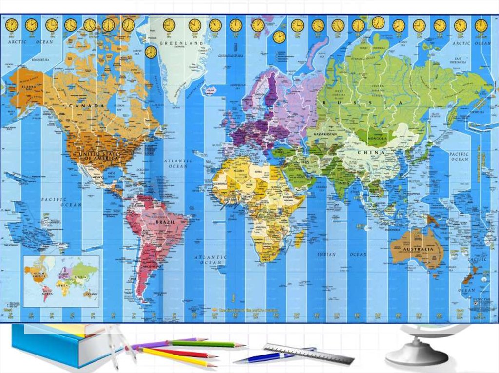 Карта временных поясов мира