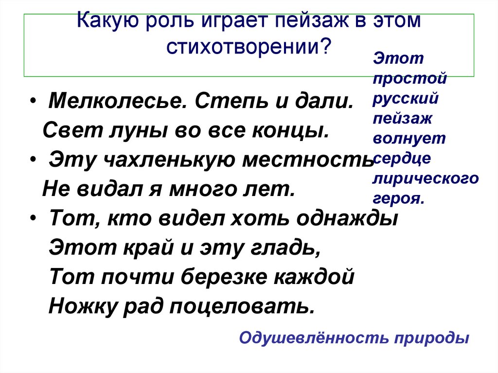 Мелколесье степь и дали анализ стихотворения 6 класс по плану