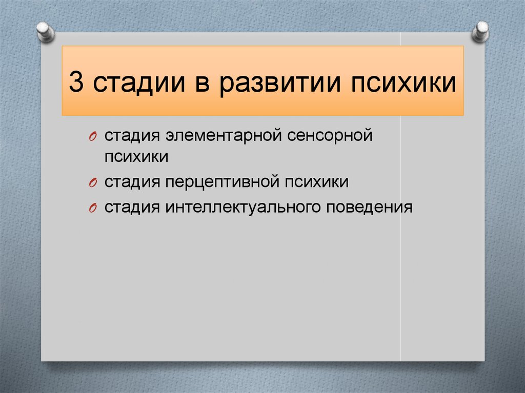 Стадии психики. Стадии элементарной психики. Форма психического отражения на стадии элементарной психики. Форма поведения на стадии элементарной психики. Последние 3 стадии отражения психики по Гарденфорсу.