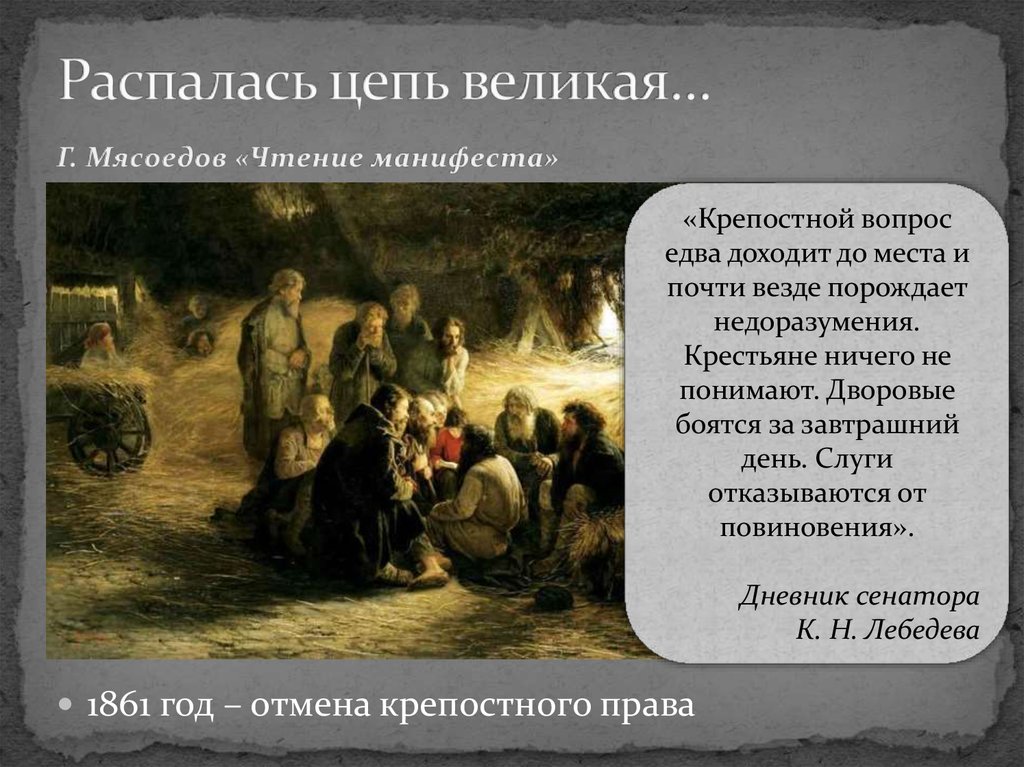 Чтение манифеста 19 февраля 1861 года картина