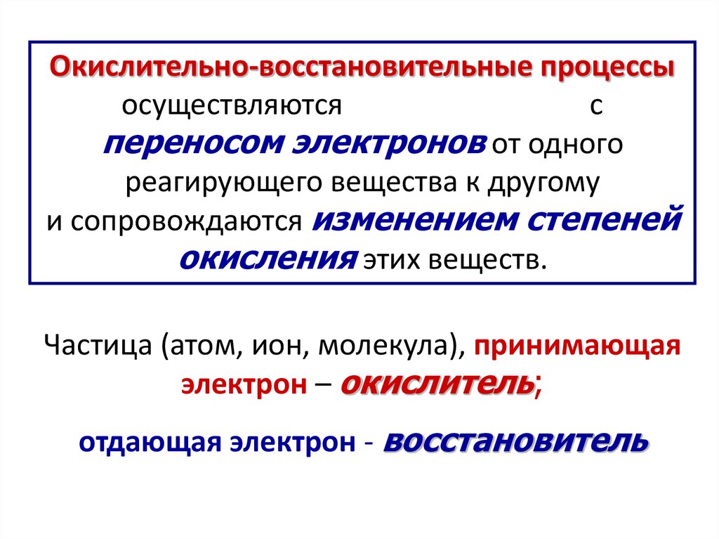 Окислительно восстановительные реакции в промышленности