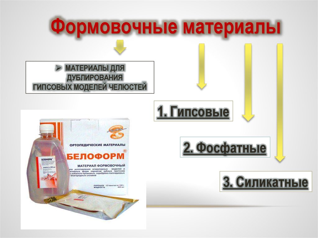 Формовочные материалы в стоматологии презентация