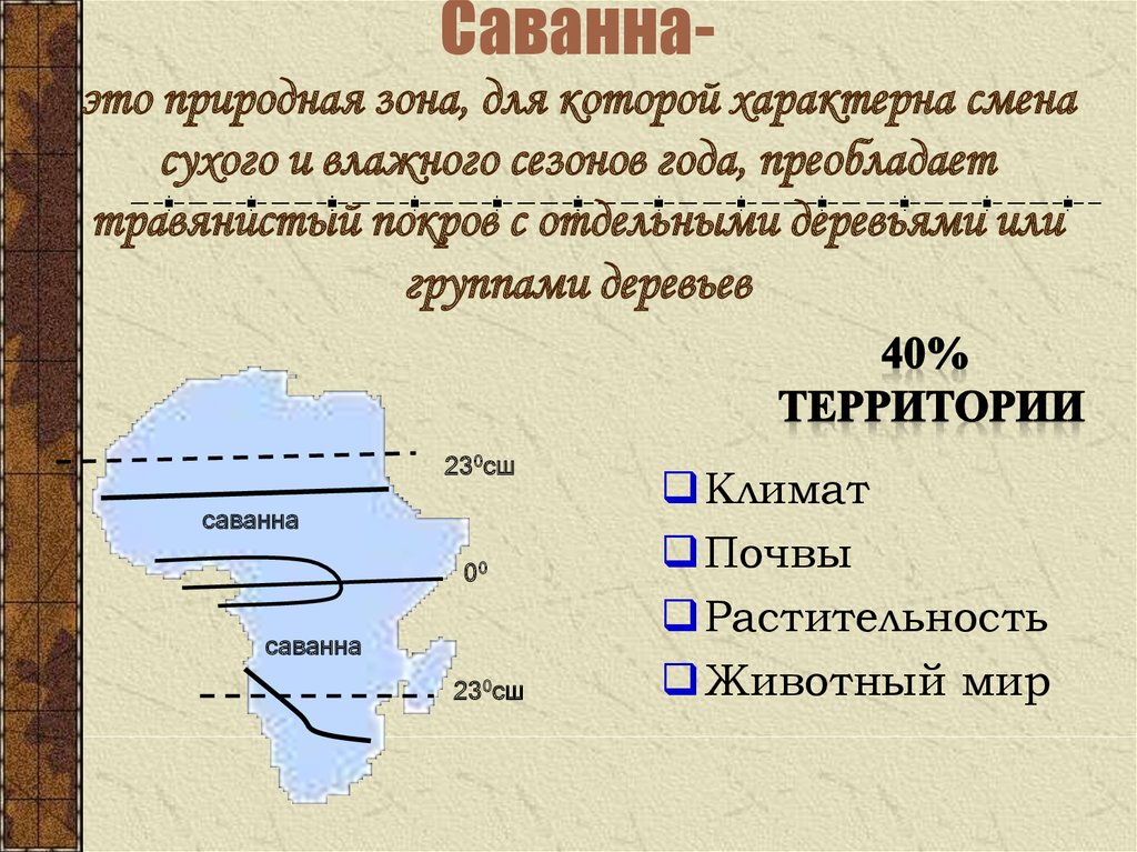 План описания природных зон саванны