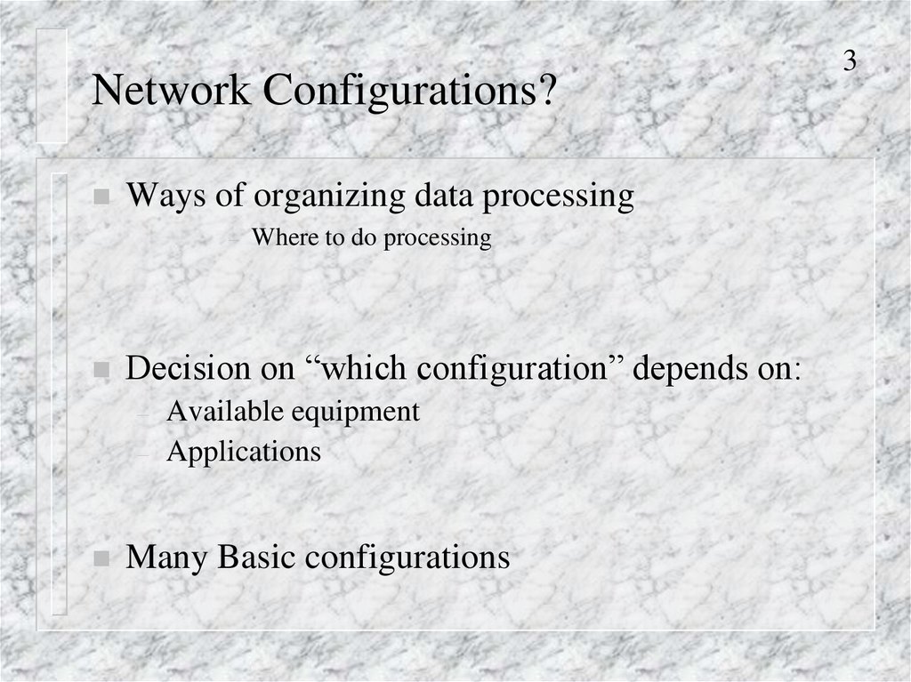 Network Configurations?